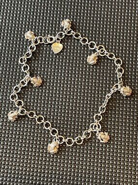 Vintage army of frogs charm anklet 925 Hong Kong - measures 9.25” - 10 grams